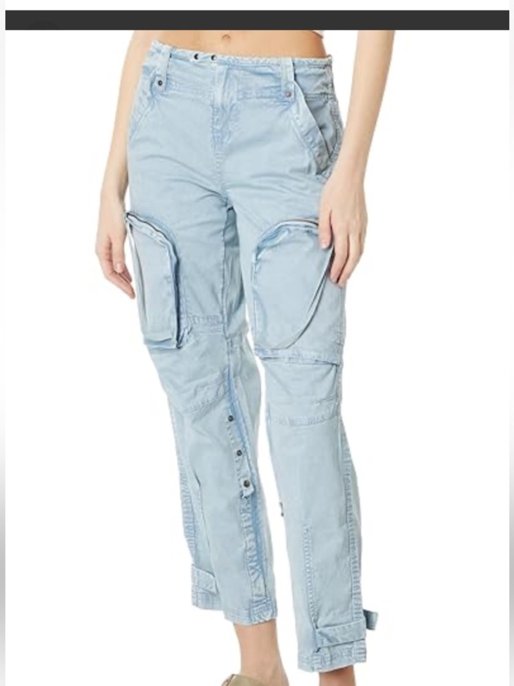 Free People Light Blue Cargo Ankle Jeans